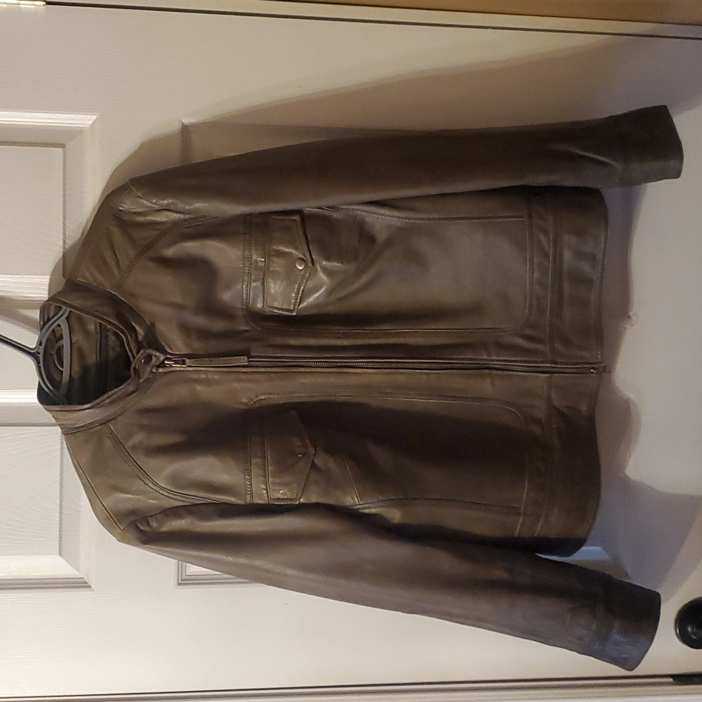 Danier Brown Leather Motorcycle Jacket